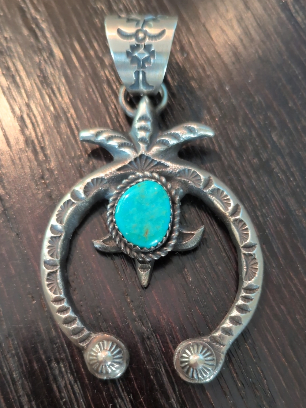 Billah Native American Naja Pendant Sterling Turquoise